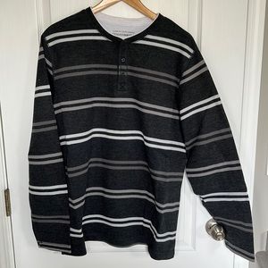 Men’s striped Henley long sleeve size L